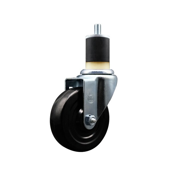 4'' SS Soft Rubber Wheel Swivel 1-7/8'' Expanding Stem Caster